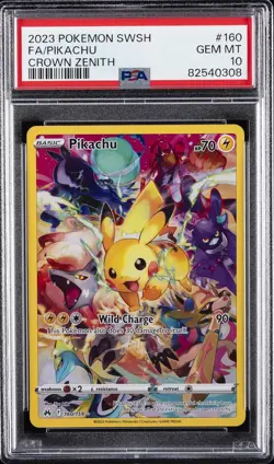 2023 POKEMON SWORD & SHIELD CROWN ZENITH #160 FULL ART/PIKACHU PSA 10 - Image 1