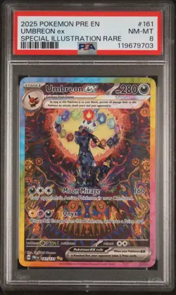 2025 POKEMON PRE EN-PRISMATIC EVOLUTIONS #161 UMBREON EX PSA 8 - Image 1