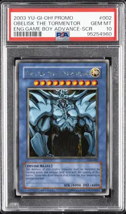 2003 YU-GI-OH! PROMO #002 OBELISK THE TORMENTOR PSA 10 - Image 1