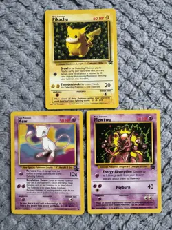 Pikachu 1 Mew 8 Mewtwo 14 1999 Black Star Promo Vintage Pokemon Card Lot WOTC LP - Image 1