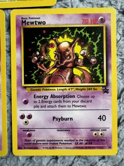 Pikachu 1 Mew 8 Mewtwo 14 1999 Black Star Promo Vintage Pokemon Card Lot WOTC LP - Image 4