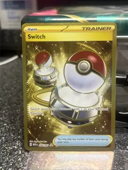 Pokemon TCG Switch Trainer Full Art Hyper Rare Gold Card 206/165 - Image 1