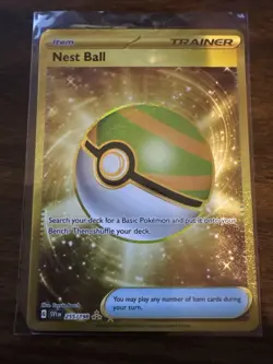 Pokemon TCG Nest Ball Scarlet & Violet Base Set Gold Rare Trainer Card 255/198 - Image 1