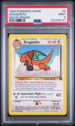 1999 POKEMON GAME MOVIE PROMO #5 DRAGONITE PSA 9 - Image 1