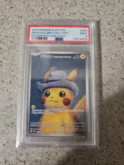 Pokemon Pikachu with Grey Felt Hat Van Gogh Full Art Promo SVP EN 085 PSA 9 Mint - Image 1