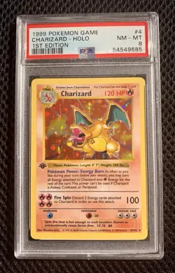 PSA 8 NM-MINT Charizard 4/102 1ST EDITION English Base Set HOLO RARE Pokemon - Image 1