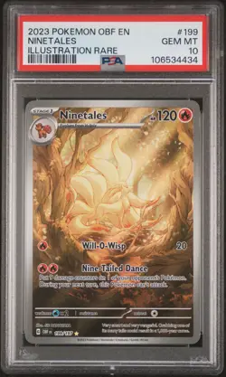 2023 POKEMON OBF EN-OBSIDIAN FLAMES ILLUSTRATION RARE #199 NINETALES PSA 10 - Image 1