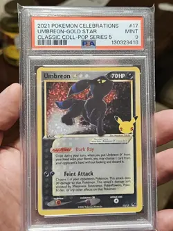 2021 POKEMON CELEBRATIONS CLASSIC COLLECTION #17 UMBREON-GOLD STAR PSA 9 - Image 1