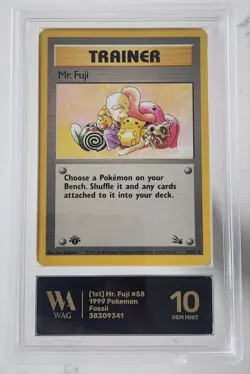 WAG GEM MINT 10 - 1999 POKEMON FOSSIL #58 MR. FUJI 1ST EDITION ENGLISH - Image 1