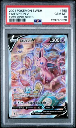 2021 Pokemon Evolving Skies ESPEON V Alternate Alt Art 180/203 PSA 10 GEM MINT - Image 1