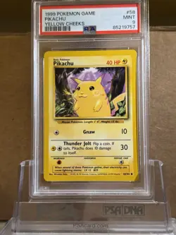 1999 POKEMON GAME BASE SET #58 PIKACHU YELLOW CHEEKS PSA 9 MINT - Image 1