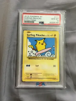 2016 XY Evolutions Surfing Pikachu 111/108 PSA 10 Pokemon Card GEM MINT MEW - Image 1