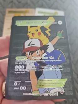 X3 Ash Pikachu Vmax Foil Fan Art Vinyl Collector Pokemon Card Black,Rose,Silver - Image 3
