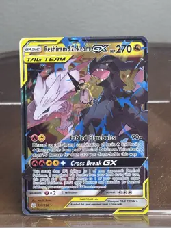 Reshiram & Zekrom GX 157/236 Tag Team Sun & Moon Cosmic Eclipse LP Pokemon TCG - Image 1