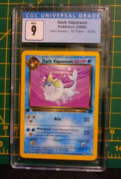CGC 9 Dark Vaporeon 45/82 2000 Pokemon Team Rocket WOTC - 1st Edition - Image 1