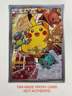 2016 XY Promo 20th Anniversary Festa 279 Pikachu Full Art Holo CUST0M Fan Card - Image 1