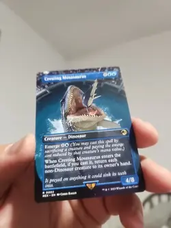 MTG Magic The Gathering REX Jurassic Park World Borderless 2 Cresting Mosasaurus - Image 1