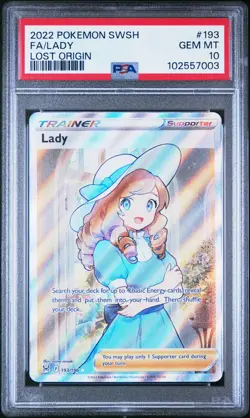 2022 POKEMON SWORD & SHIELD LOST ORIGIN #193 FULL ART/LADY PSA 10 - Image 1