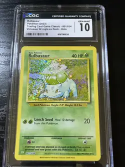 CGC 10 Bulbasaur 001/034 CLV Classic Collection Box Holo Rare Pokemon TCG 2023 - Image 1