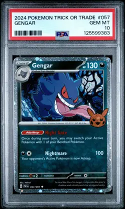 2024 POKEMON TRICK OR TRADE #057 GENGAR PSA 10 - Swirl/Spiral - Image 1
