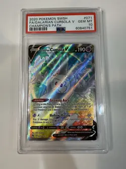 Pokemon Galarian Cursola v TCG Full Art Rare Card Champions Path - Image 1