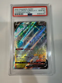 Pokemon Galarian Cursola v TCG Full Art Rare Card Champions Path - Image 2