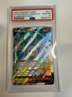 Pokemon Galarian Cursola v TCG Full Art Rare Card Champions Path - Image 4