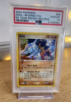 2004 Pokemon Onix Reverse Foil EX Team Rocket Returns 69/109 PSA 10 GEM MINT - Image 1