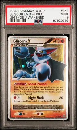 Pokemon Tcg 2008 Gliscor LV.X 141 Legends Awakened Holo Low Pop Psa 9 - Image 1