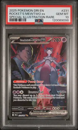2025 POKEMON DRI EN-DESTINED RIVALS #231 TEAM ROCKET'S MEWTWO EX PSA 10 - Image 1