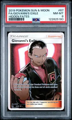 (PSA 8) Pokemon: Hidden Fates - Giovanni's Exile #67 [Full Art] - Image 1