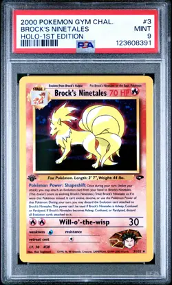 2000 POKEMON GYM CHALLENGE HOLO-1ST ED #3 BROCK'S NINETALES PSA 9 - Image 1