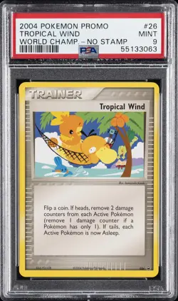 2004 POKEMON WORLD CHAMPIONSHIPS PROMO NO STAMP #26 TROPICAL WIND PSA 9 - Image 1