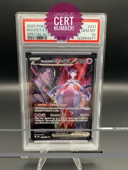 2025 POKEMON DRI EN-DESTINED RIVALS #231 TEAM ROCKET'S MEWTWO EX PSA 10 - Image 1