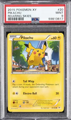 2015 POKEMON XY ROARING SKIES #20 PIKACHU PSA 9 - Image 1