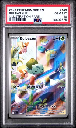 2024 POKEMON SCR EN-STELLAR CROWN ILLUSTRATION RARE #143 BULBASAUR PSA 10 - Image 1
