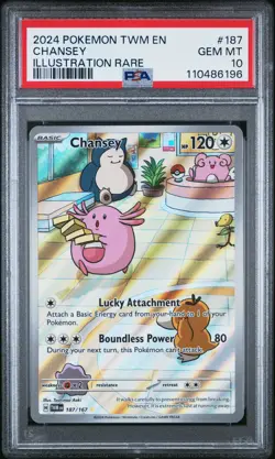 2024 POKEMON TWM EN-TWILIGHT MASQUERADE ILLUSTRATION RARE #187 CHANSEY PSA 10 - Image 1