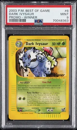 2003 POKEMON BEST OF GAME PROMO WINNER #6 DARK IVYSAUR PSA 9 - Image 1