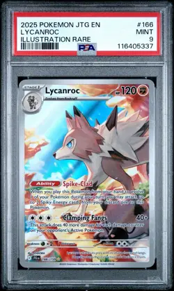 2025 POKEMON JTG EN-JOURNEY TOGETHER ILLUSTRATION RARE #166 LYCANROC PSA 9 - Image 2