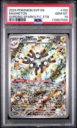 2024 POKEMON SVP SURGING SPARKS POKEMON CENTER ETB PROMO #159 MAGNETON PSA 10 - Image 1
