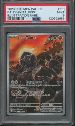 Pokemon TCG Paldean Tauros 218/193 Paldea Evolved Illustration Rare PSA 9 - Image 1