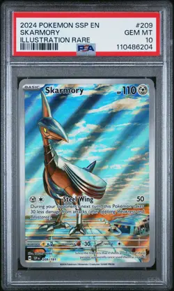 2024 POKEMON SSP EN-SURGING SPARKS ILLUSTRATION RARE #209 SKARMORY PSA 10 - Image 1