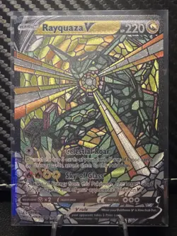Rayquaza CUSTOM Stained Glass Holo Shiny Unbranded Card For Display Only - Image 1