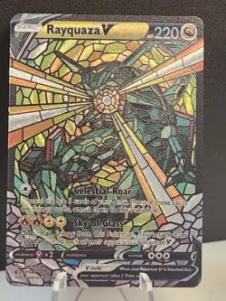 Rayquaza CUSTOM Stained Glass Holo Shiny Unbranded Card For Display Only - Image 2