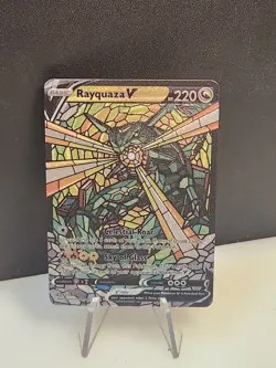 Rayquaza CUSTOM Stained Glass Holo Shiny Unbranded Card For Display Only - Image 3