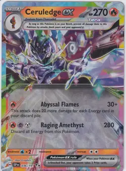 Pokemon TCG Surging Sparks Ceruledge EX 036/191 Holo Double Rare NM/MINT - Image 1