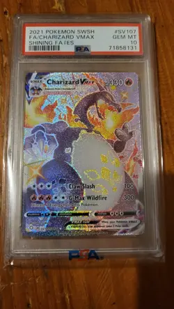 Pokemon TCG Charizard VMAX Holo PSA 10 Shining Fates SV107/SV122 - Image 1