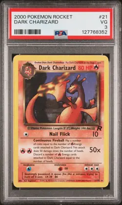 2000 Pokemon Team Rocket Dark Charizard #21 PSA 3 Vintage WOTC Era - Ken - Image 1