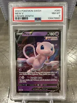 2023 POKEMON SWORD & SHIELD CROWN ZENITH #060 MEW V PSA 8 - Image 1