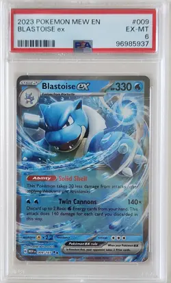 2023 Pokemon Mew EN-151 Blastoise EX 009/165 PSA 6 - Image 1